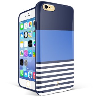 iPhone 6plus Case for girls, Akna Glamour Series [Flexible TPU]*[High Impact]*[Exclusive Pattern] Soft Back Cover for iPhone 6 Plus (5.5 inch iPhone) - [Navy Stripe](US)