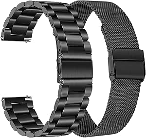 TRUMiRR Band Sets for Venu 3 (45mm) Smart Watch Men, Solid Stainless Steel Metal   Mesh Strap Quick Release Watchband for Garmin Venu 2 (45mm) / Forerunner 965 955 265 255