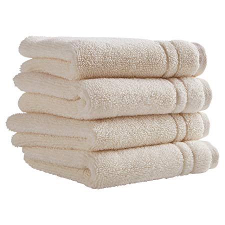 Rivet Quick-Dry Cotton Washcloth Set, 4-Pack, Egret White