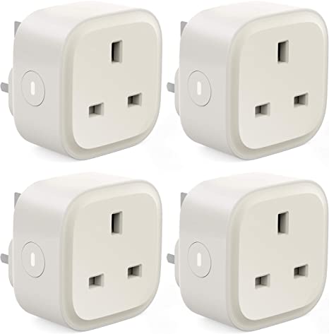 TECKIN Smart Plug WiFi Outlet Socket Wireless 13A Works with Amazon Alexa (Echo and Echo Dot), Google Home, Timing Function & Remote Control, No Hub Required, 4 Pack