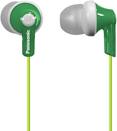 Panasonic ErgoFit In-Ear Earbud Headphones RP-HJE120-G (Green) Dynamic Crystal Clear Sound, Ergonomic Comfort-Fit