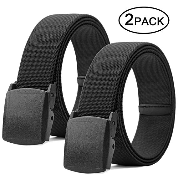 Men Elastic Stretch Web Belt Casual Jeans Waist Belt Adjustable Plastic Buckle Outdoor Belt 44 Inch