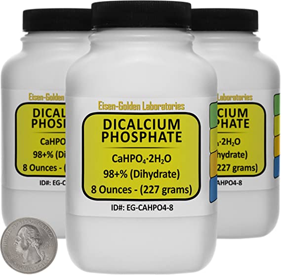 Dicalcium Phosphate [CaHPO4] 98+% USP Grade Powder 1.5 Lb in Three Space-Saver Bottles USA