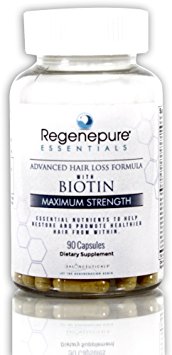 Regenepure - Advanced Maximum Strength Hair Loss Supplement, with Biotin to Support Hair Growth, 90 Capsules