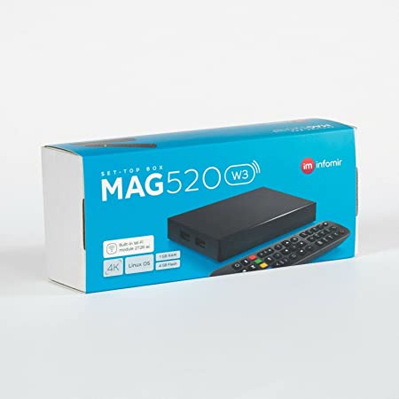 New 2021 Original Infomir Mag 520 4K 2160P HEVC Support, HDMI Cable, 1 GB RAM & 4 GB Flash (25% Faster Than Old Mag 322w1 , 324W2 and 424W3) + WiFi antenna 300Mbps