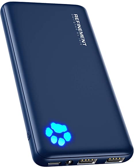 INIU Power Bank, Slimmest & Lightest 10000mAh 3A High-Speed 3 Outputs Portable Charger, USB C & Flashlight Battery Pack Compatible with iPhone 12 11 X 8 Samsung S20 Google LG iPad etc.(Blue)