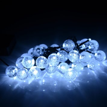 ANNT Solar Outdoor String Lights 20ft 30 LED Warm White Crystal Ball Solar Powered Globe Fairy Lights for Garden Fence Path Landscape Decoration waterproof 30 LED Cool white