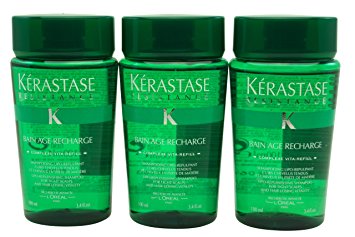 Kerastase Bain Age Recharge Shampoo 3.4 oz ea Set of Three Travel Size Bottles