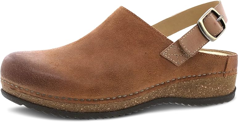 Dansko Women's Merrin Sling-Back Mule Clog - Dual Density Cork/EVA Midsole and Lightweight Rubber Outsole Provide Durable and Comfortable Ride on Patented Stapled Construction