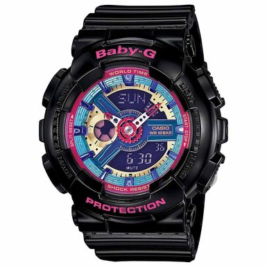 Casio BA112-1A Baby-G Multicolor Dial Black Resin Multi Quartz Woman's Watch