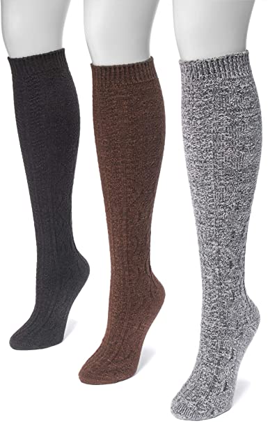 Muk Luks Women's 18' Crosshatch Knee High Socks