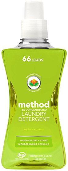 Method 4x Concentrated Laundry Detergent, Key Lime & Coconut, 53.5 Ounce, 66 Loads