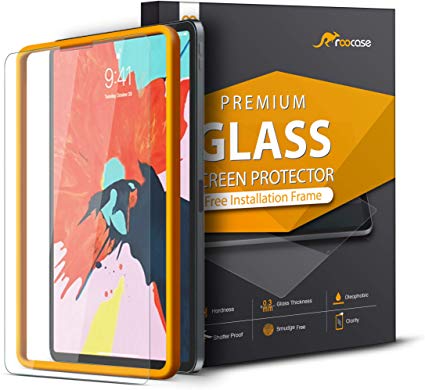rooCASE Screen Protector for iPad Pro 12.9 2018, 1-Pack [Face ID Compatible] Tempered Glass Screen Protector for Apple iPad Pro 12.9-inch 3rd Generation - 9H Hardness, HD Clarity, Case Friendly