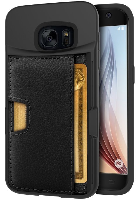 Galaxy S7 Wallet Case - Q Card Case for Samsung Galaxy S7 by CM4 - Ultra Slim Protective *Kickstand* Credit Card Carrying Case (Black Onyx)