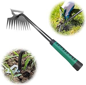 Weeding Artifact Uprooting Weeding Tool, 2024 Upgraded Weed Puller Tool with Handle, Durable Manganese Steel Hand Weeder Tool, Manual Multifunctional Weeders Remover for Yard and Garden (11 Teeth)