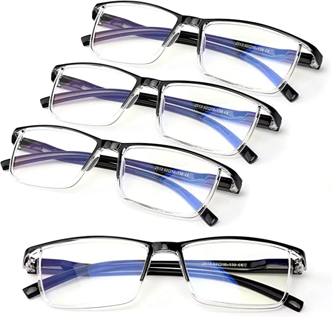 Outray 4 Pack Blue Light Blocking Reading Glasses for Men And Women Computer Readers with Spring Hinges Anti Glare/Eye Strain