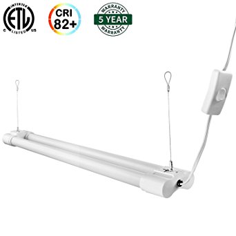 Hykolity Utility LED Shop Light, 2FT Integrated Garage Lights, 18W, 1800 Lumens, 5000K Daylight White, Integrated Switch