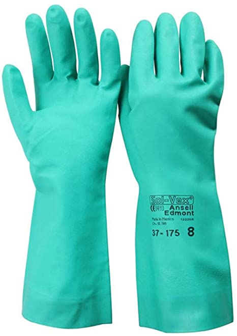 Nitrile Rubber Gloves, Cleaning Gloves, dishwashing Gloves, Reusable Gloves, Industrial, Hotel, Home, Kitchen, Bathroom, Automobile, etc. Washing Gloves, Latex-Free, Vinyl-Free, Large, Green, 1 Pair,