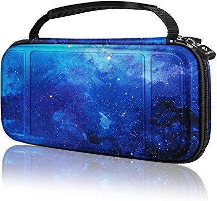 Fintie Carry Case for Nintendo Switch Lite 2019 - [Shockproof] Hard Shell Protective Cover Bag with 15 Game Card/2 Micro SD Card Slots, Inner Pocket for Switch Lite Console & Accessories, Starry Sky