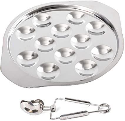 Stainless Steel Snail Escargot Plate Thickend Dishes 12 Compartment Holes Tong Set Oven Safe