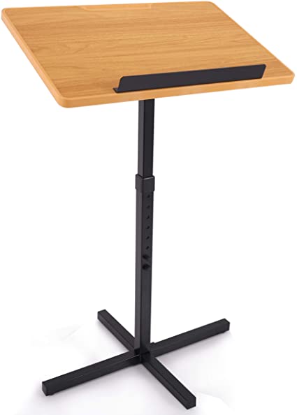 Portable Floor Lectern Podium Stand-Height Adjustable Steady Standing Design Teacher Speaker Lecture Classroom Presentation Stand, Laptop Computer Book Holder w/ Slanted Top Shelf-Pyle PLCTND44,BLACK