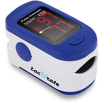 Zacurate® Fingertip Pulse Oximeter Blood Oxygen Saturation Monitor with batteries and lanyard included (Light Navy Blue)