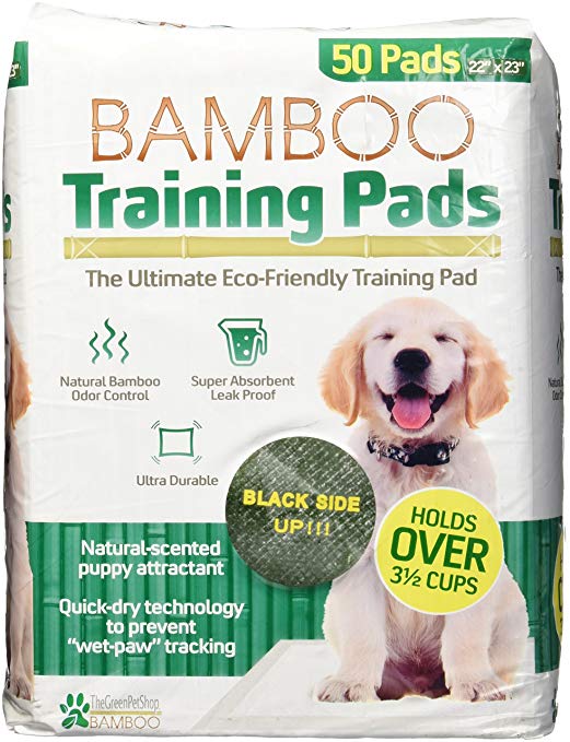 The Green Pet Shop 22x23 Eco-Friendly Bamboo Rayon Training Pads, Great for Housebreaking & Training Your Puppy, Super Absorbent with a Fresh Scent