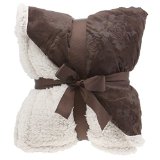 Floral Embossed Sherpa Throw Blanket 50 x 60 Reversible Textured Fuzzy Soft Chocolate