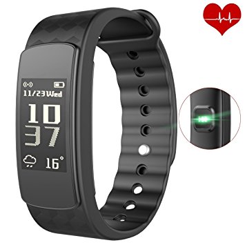 Smart Bracelet, Heart Rate Monitor Smart Fitness Activity Pedometer Wristband Sleep Tracker 0.96" OLED Touch Screen Waterproof Smartwatch for Android and iOS Smart Phones Such as iPhone 7/7 Plus/6s/6/6 Plus/5/5S/SE, Huawei Mate 7/P9, LG, Sony,Black