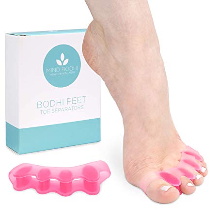 MIND BODHI Toe Separators to Correct Bunions and Restore Toes to Their Natural Shape (Bunion Corrector Toe Spacers Toe Straightener Toe Stretcher Big Toe Correctors) Universal Size - Pink