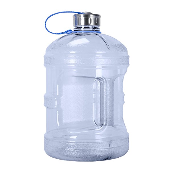 1 Gallon BPA FREE Reusable Plastic Drinking Water Bottle w/ Stainless Steel Cap