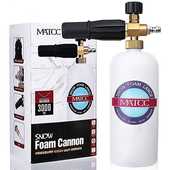 MATCC Upgrade Foam Cannon, Improved Foam Nozzle Pressure Washer Jet Wash Fit 1/4" Quick Connector Foam Blaster 0.22 Gallon Bottle