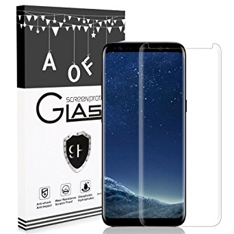 Samsung Galaxy S8 Screen Protector,AOFU Tempered Glass 3D Touch Compatible,9H Hardness,Bubble (1Pack)