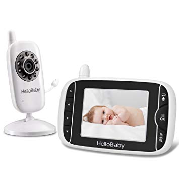 HelloBaby HB32 Wireless Video Baby Monitor 3.2Inch LCD Display with Two-Way Talk System, Infrared Night Vision, Expandable Camera Long Range and Rechargeable Battery