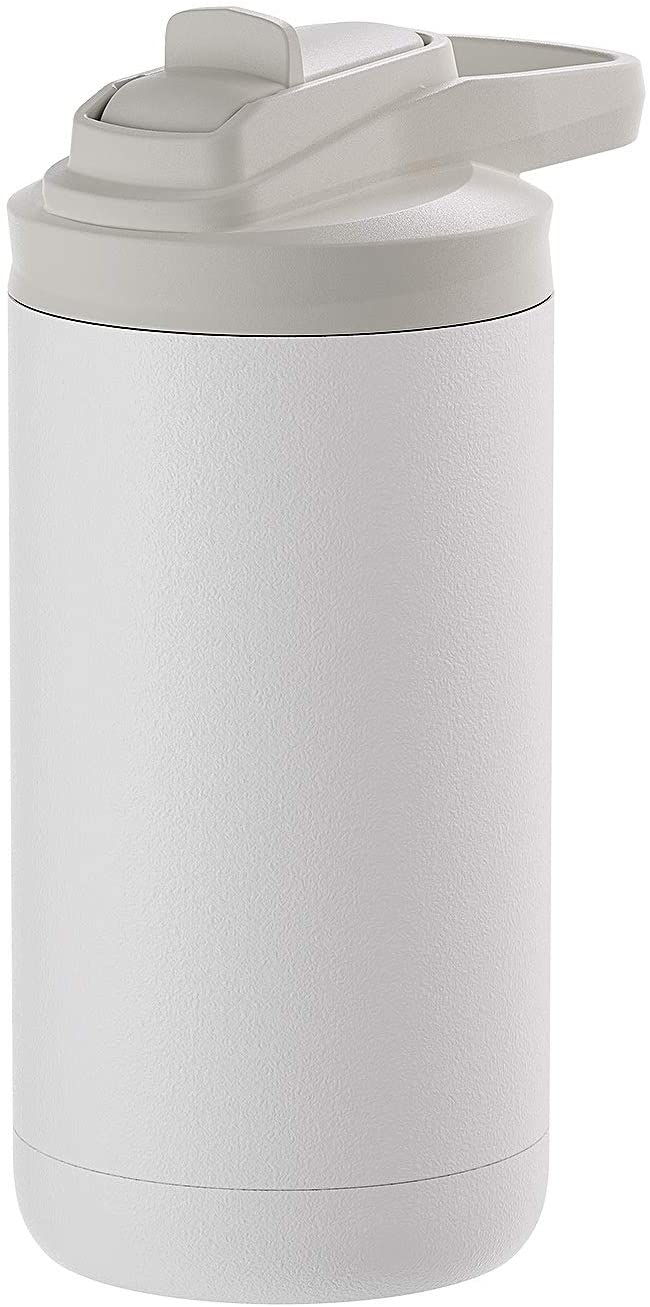 Maars Maker Kids Insulated Water Bottle, 12oz Flip Straw Lid with Integrated Handle | Double Wall Travel Sports Tumbler for Toddlers - Matte White