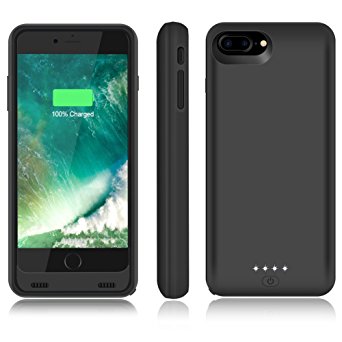 iPhone 7 Plus Battery Case, TQTHL High Capacity 10000mAh Extended Battery Portable Charging Case for iPhone 7 Plus(5.5 inch) Juice Pack Rechargeable Backup Case -Black (Up to 330% Extra Battery)