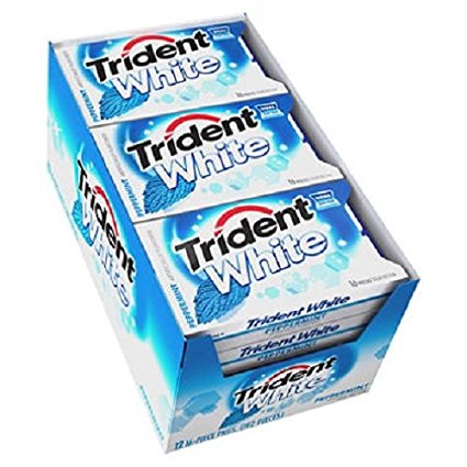 Trident Dual Pack Gum, White Peppermint, 16 Pieces, 12 Count