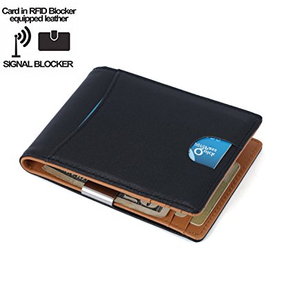 Wallet for Men RFID Leather, Mens Wallet Genuine Leather RFID with SIim Blocking Money Clip, Multi Card Capacity Credit Card Protector