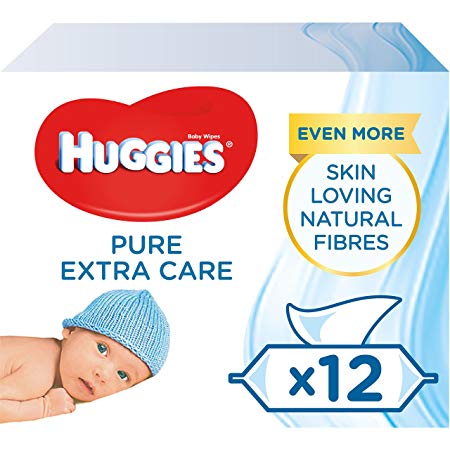 Huggies Pure Extra Care Baby Wipes, 12 Packs x 56 Sensitive Baby Wipes (672 Wipes)