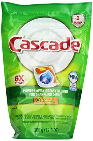 Cascade ActionPacs Dishwasher Detergent, Citrus Scent, 20-Count