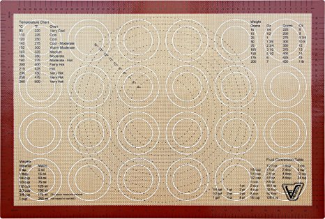 Silicone Baking Mat - Full Sheet Size (Thick & Large 24 1/2" x 16 1/2") - Non Stick Silicon Liner for Large Bake Pans & Trays - Rolling, Macaron/Pastry/Cookie/Bun/Bread Making - Professional Grade