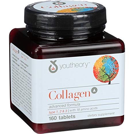 Youtheory Collagen Advanced Formula Types 1 2 and 3 160 Tablets ( 3-Pack)