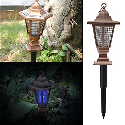 Solar Mosquito Zapper Insect Killer,Sonto Solar Garden Lamp/Outdoor Bug Zapper Mosquito 2 in 1 Standing or Hanging for Patio Yard Courtyar