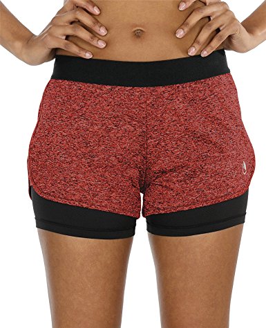 icyzone Running Yoga Shorts For Women - Activewear Workout Exercise Athletic Jogging Shorts 2-In-1