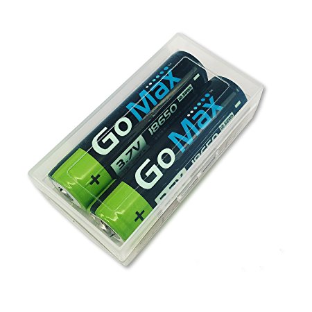 GoMax 18650 Li-ion Battery True 3400mAh Button Top 12.58Wh 3.7V Protected Rechargeable Li-ion Batteries for High Drain Devices Li-ion Cells made by Panasonic Japan - 2Pack