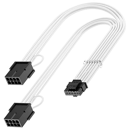 Bangfun 16Pin RTX 4070Ti GPU Power Adapter Cable, PCI-e 5.0 16Pin(12 4) to 2x8Pin Male to Female 12VHPWR Extension Cable Design for Geforce RTX 4070 Super 4070Ti with Cable Combs-13 Inch White