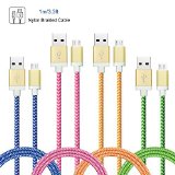 Micro USB Cable Magic-T 33ft1m Braided A Male to Micro B Sync Charge Cables Cord Tangle-Free with Aluminum Connectors Part for Samsung HTC Sony and Other Android Tablets Smartphones 4-Pack