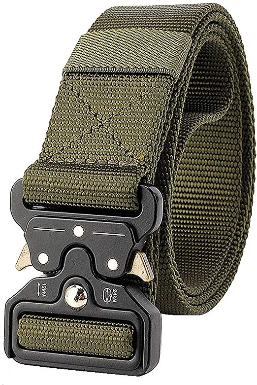 Menargo Men's Tactical Belt 1.5" Nylon Military Belts Nylon Webbing Belts with Quick-Release Metal Buckle