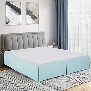 Cathay Home Double Brushed Microfiber Pleated Easy Fit Bed Skirt, Ultra Soft, Fade and Wrinkle Resistant - Aqua, Queen