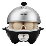 VonShef Exclusive 7-Egg Electric Egg Cooker Stainless Steel  Poacher and Steamer Attachment